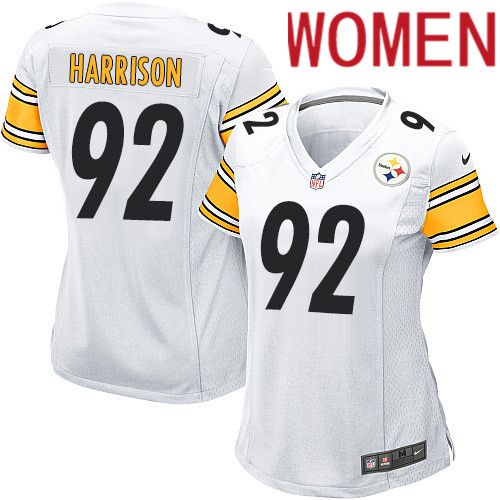 Women Pittsburgh Steelers #92 James Harrison Nike White Game NFL Jersey->women nfl jersey->Women Jersey